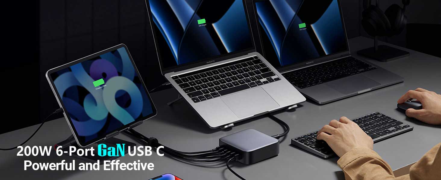 6-Port GaN Desktop Charging Station for Top Devices | usbyon.com