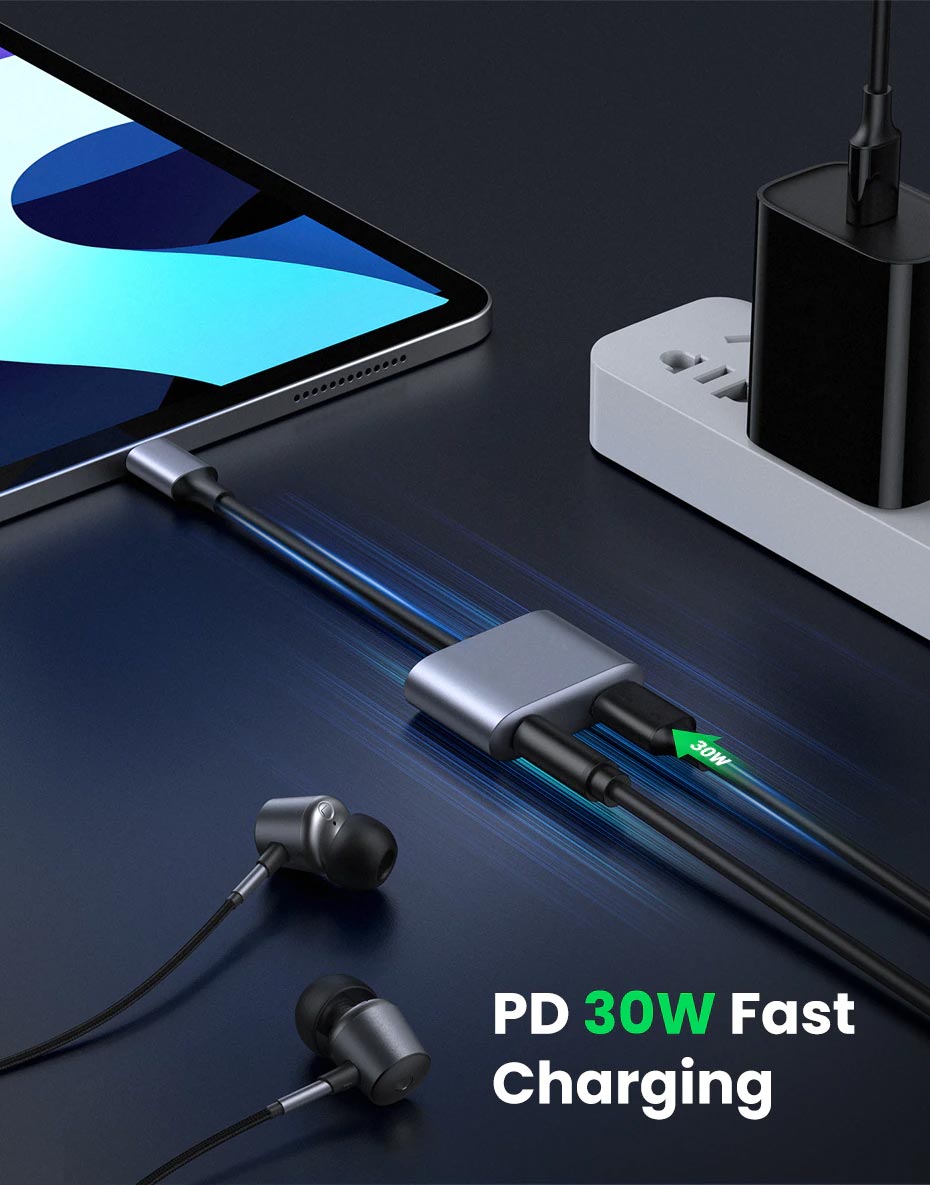 USB C to 3.5mm Headphone & PD 30W Charger Adapter 2-in-1  | usbyon.com